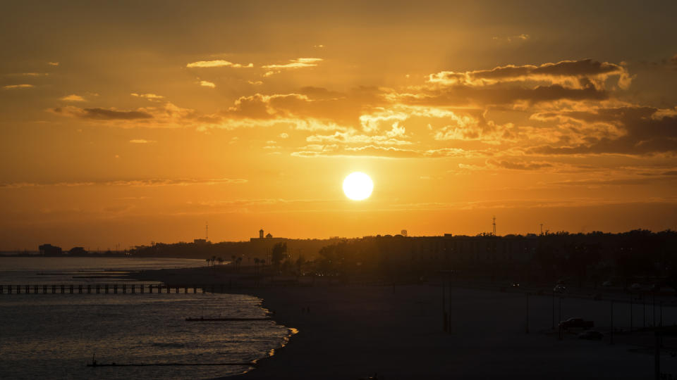 Sunset over the Gulfport of Mexico