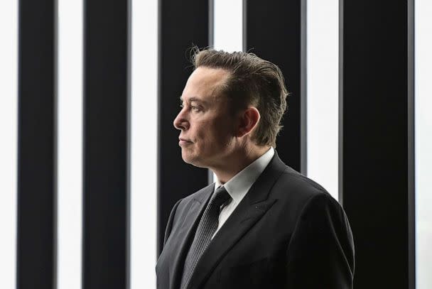 PHOTO: Elon Musk, Tesla CEO, attends the opening of the Tesla factory Berlin Brandenburg in Gruenheide, Germany, March 22, 2022.  (Patrick Pleul/AP, FILE)