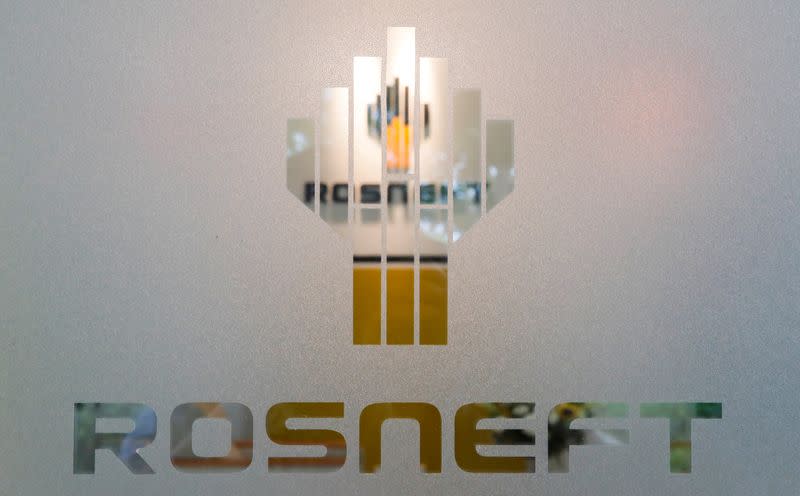 FILE PHOTO: The logo of Russia's oil company Rosneft is pictured at the Rosneft Vietnam office in Ho Chi Minh City