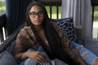 Harmony Kennedy, 16, a high school student, sits for a portrait in Nolensville, Tenn., on Tuesday, May 16, 2023. In sixth grade, a boy dropped trash on the floor and told her to pick it up, “because you’re a slave.” She was stunned -- no one had ever said anything like that to her before. (AP Photo/George Walker IV)