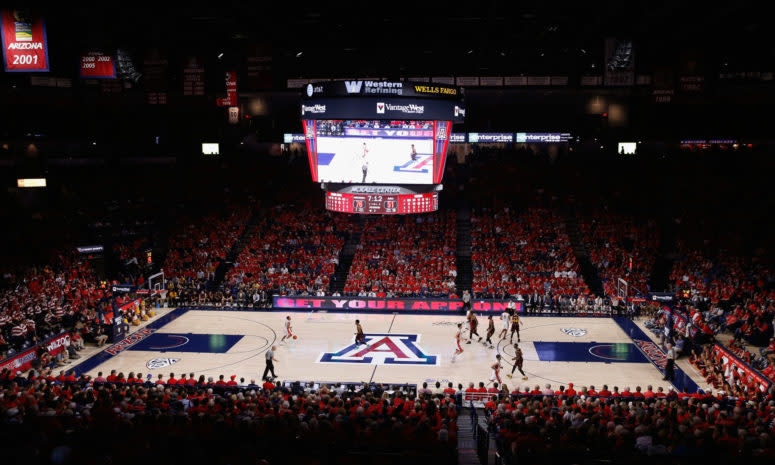 A general view of the Arizona basketball court.