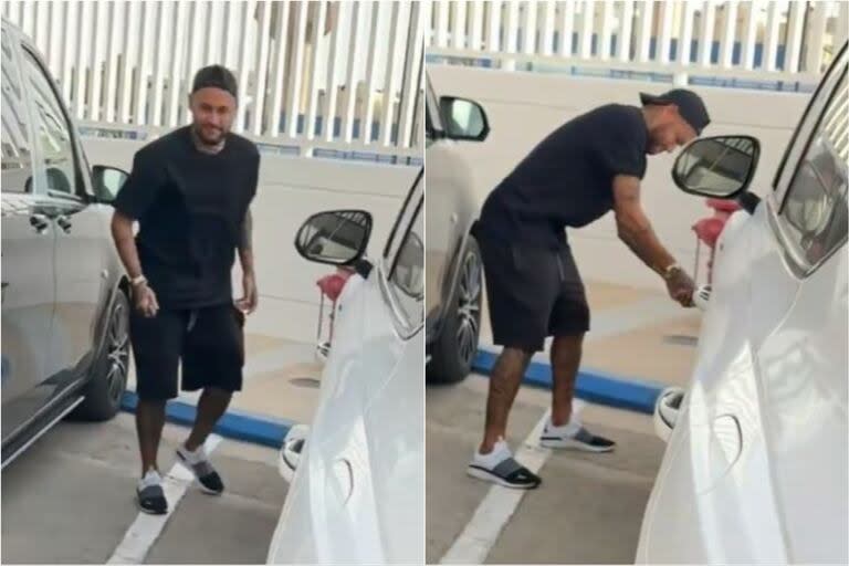 Neymar se enojó por una broma de un compañero y le pinchó las ruedas del auto