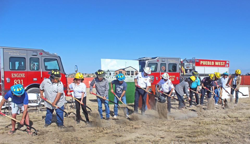 Pueblo West dignitaries break ground on the $5.35 million Fire Station No. 2 on Friday, Sept. 8, 2023. The station should be complete in the spring.