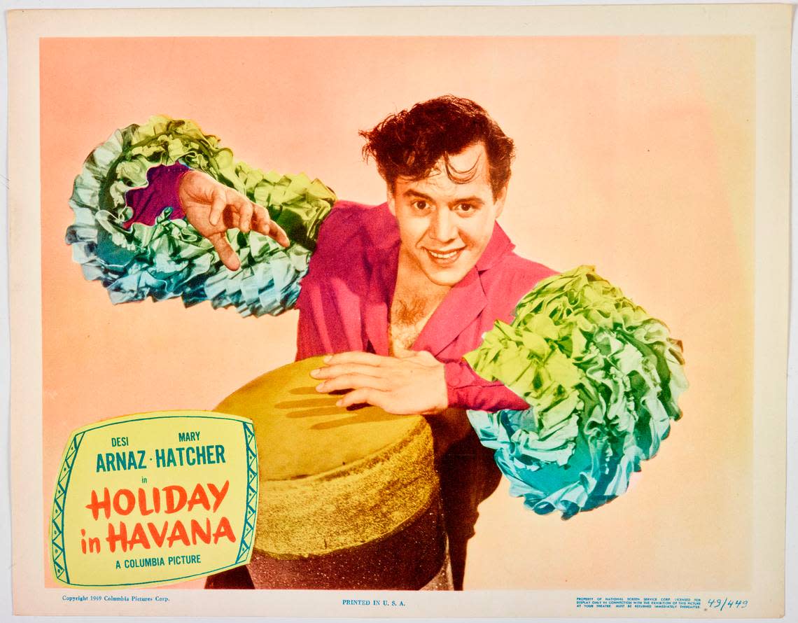 “Holiday in Havana” lobby card, 1949, published by Columbia Pictures. From the show “Turn the Beat Around” at the Wolfsonian-FIU, Oct. 28 - April 16, 2023.