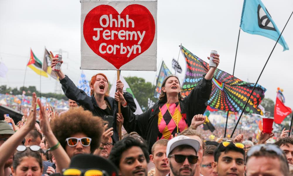 A hero’s welcome for Jeremy Corbyn at Glastonbury