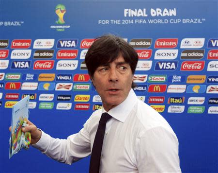 Germany's coach Joachim Loew arrives for the draw for the 2014 World Cup at the Costa do Sauipe resort in Sao Joao da Mata, Bahia state, December 6, 2013. REUTERS/Ricardo Moraes