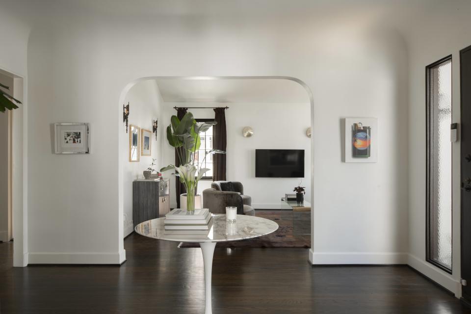 an entryway leading to a living room