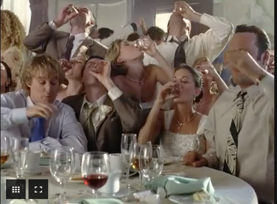 a scene from the movie "wedding crashers" where they are all taking a shot