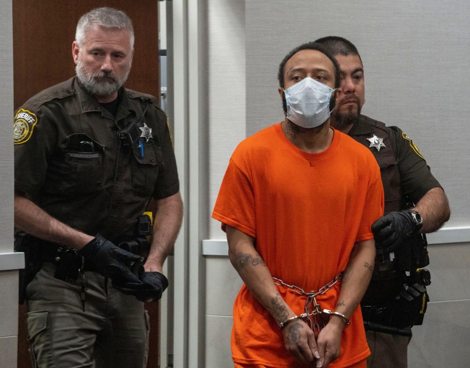 Darrell Brooks Jr. appears in Waukesha County Court for a hearing in August. He is charged with killing six people and injuring more than 60 after plowing through a Christmas parade with his sport utility vehicle on Nov. 21.