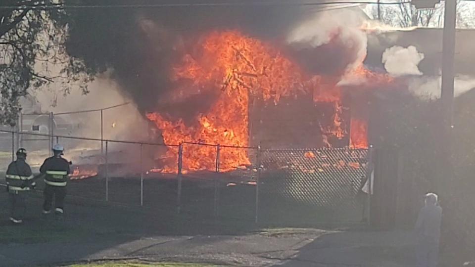 A structure fire at 220 Euclid Avenue in Byesville on Friday afternoon. Pleasant City, Cambridge and Byesville Volunteer Fire Departments all responded. The cause of the blaze is yet to be determined, .