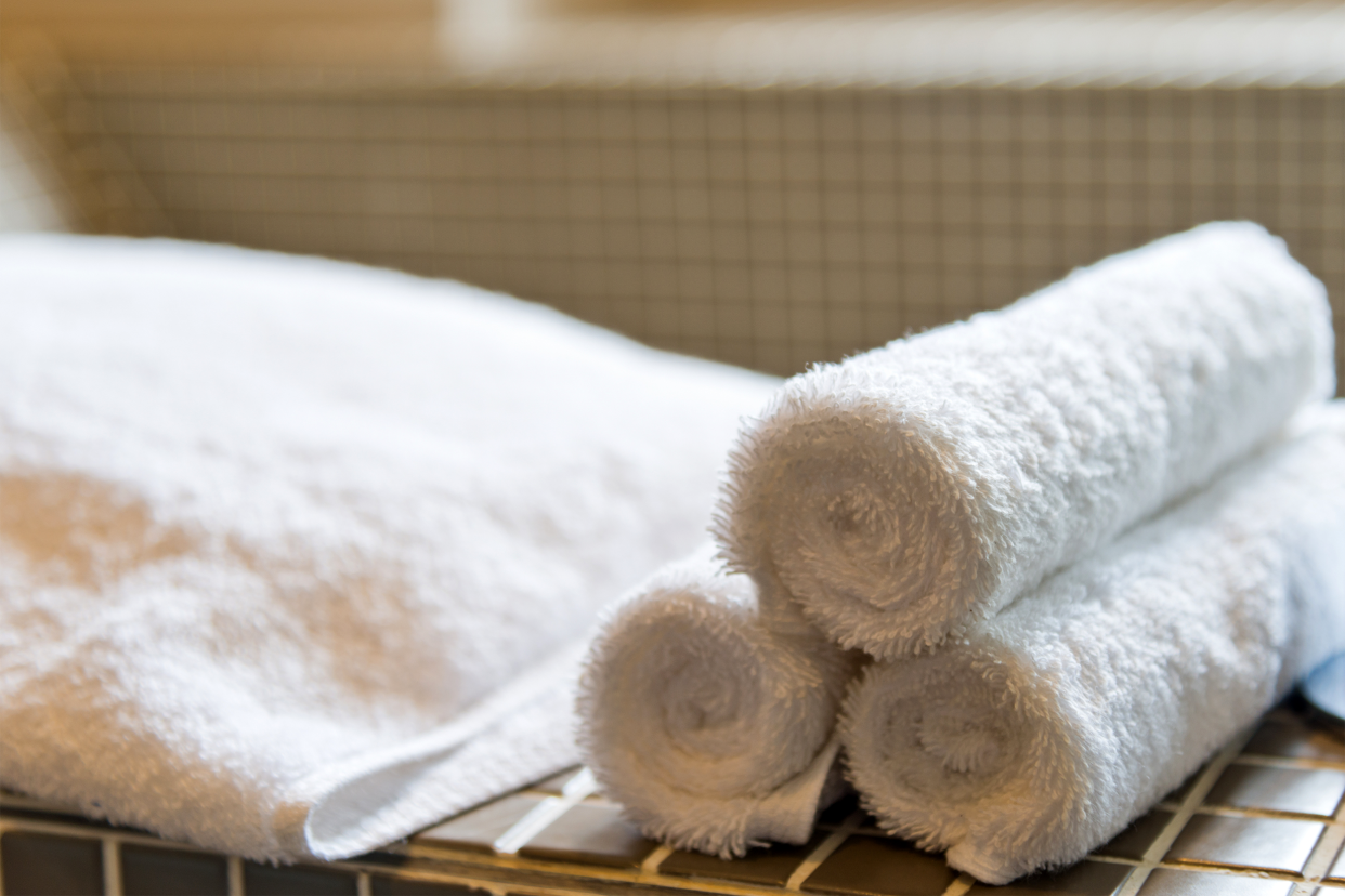 towels in a bathroom