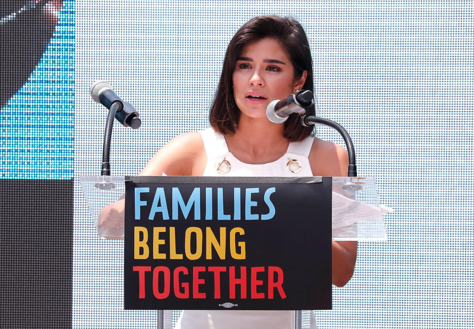 WASHINGTON, DC - JUNE 30: Actor Diane Guerrero speaks at Families Belong Together Rally In Washington DC Sponsored By MoveOn, National Domestic Workers Alliance, And Hundreds Of Allies. (Photo: Paul Morigi via Getty Images)