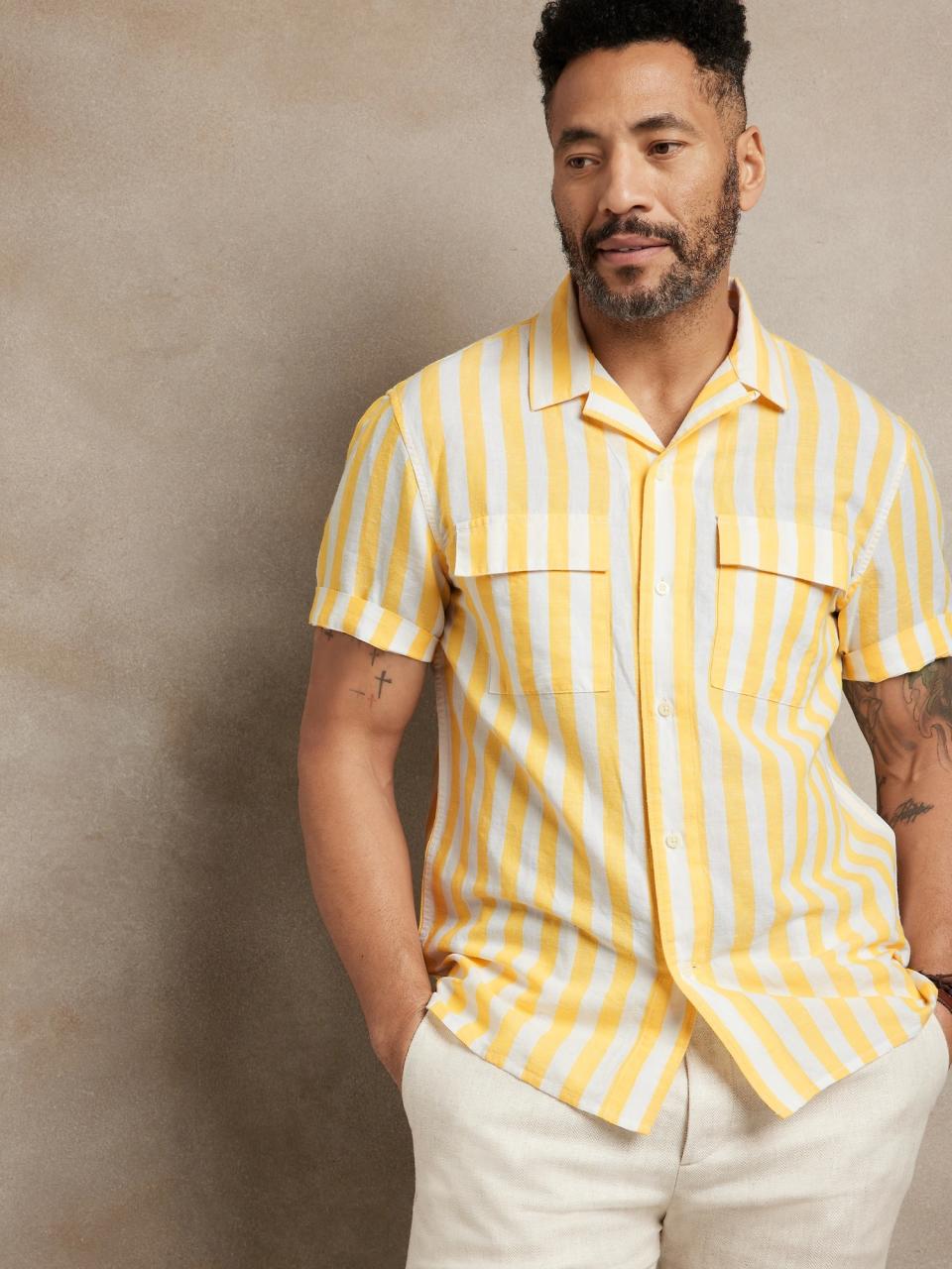 Banana republic stripe resort shirt