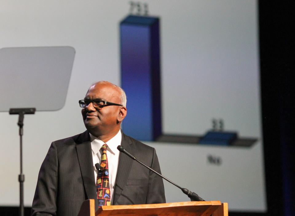 Moses Kumar, general secretary of the UMC General Council on Finance and Administration, at the UMC General Conference in 2016 in Portland, Oregon.