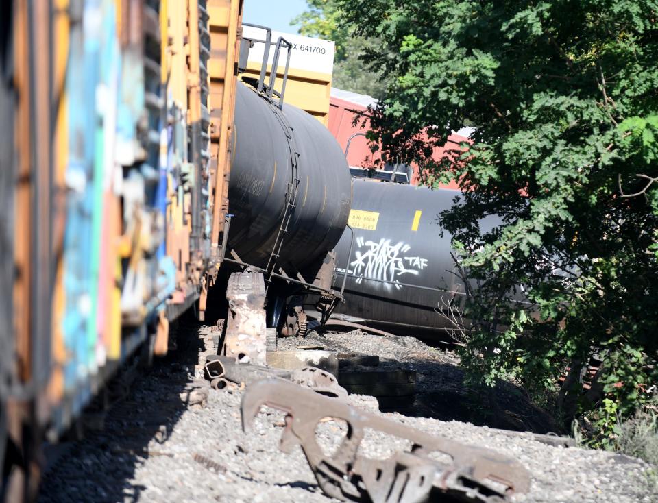 Train cars rolled into Newman Creek in Lawrence Township on Monday morning, August 15, 2022.