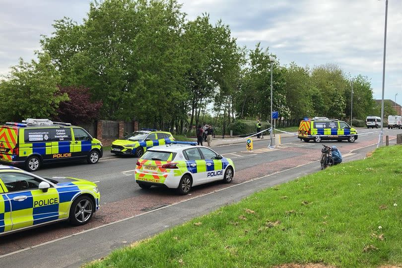 Bensham Road was closed for five hours on Wednesday after a woman was hit by a van