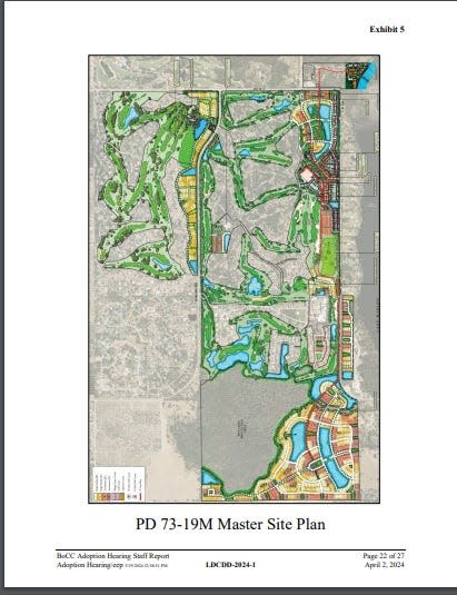 A look at the site plan for developing a former golf course at the Grenelefe Golf and Tennis Resort, as well as the plan for 423 homes to the southeast
