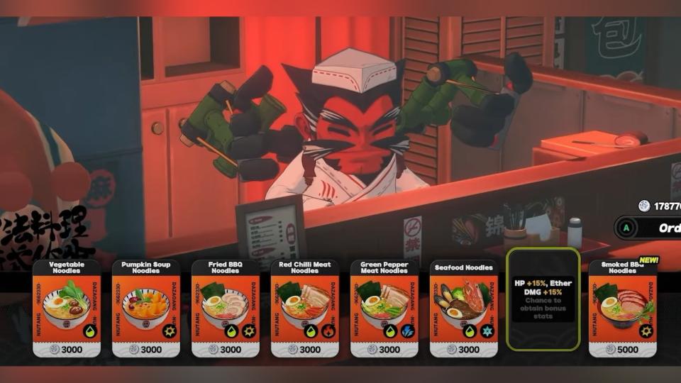 The ramen isn't just for fun, it also has upgrades that seem to hint at roguelike elements of the game. (Photo: HoYoverse)