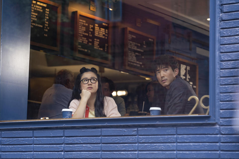 This image released by Sony Pictures Classics shows Justin Min, right, and Sherry Cola in a scene from "Shortcomings." (Jon Pack/Sony Pictures Classics via AP)