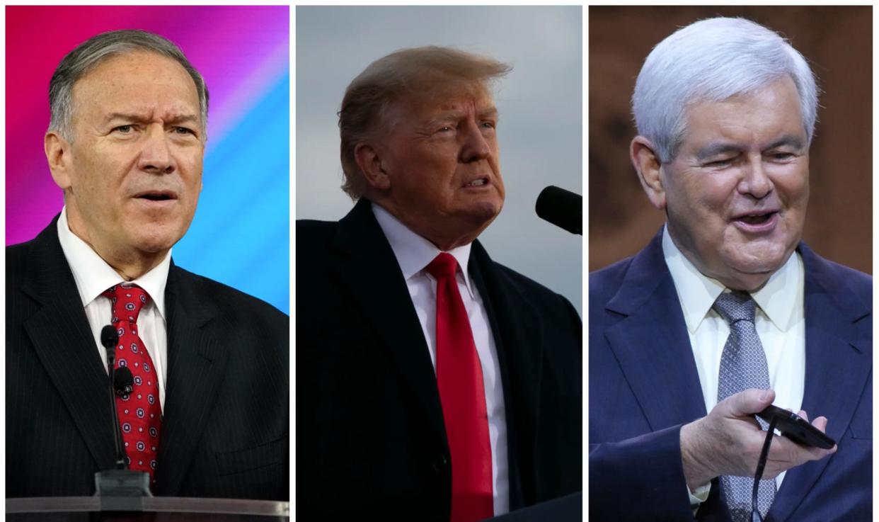 Mike Pompeo, Donald Trump, Newt Gingrich.