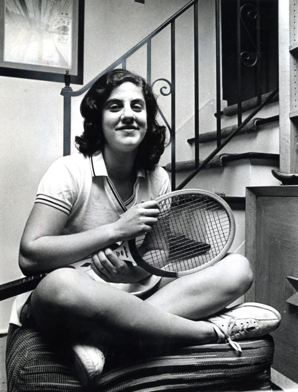 Abbe Seldin in 1972, when she sued to lift the ban on girls playing on the boys' high school tennis team.