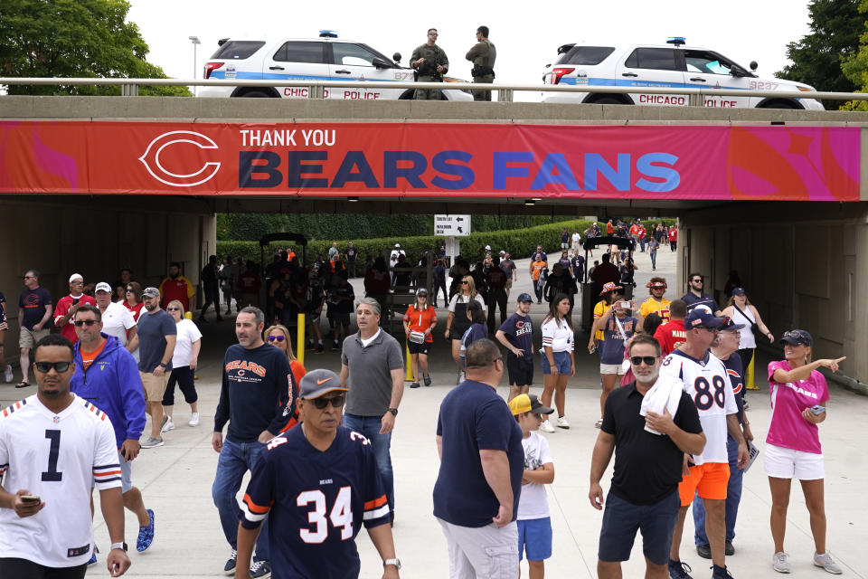 Bears fans leaving Soldier Field.
