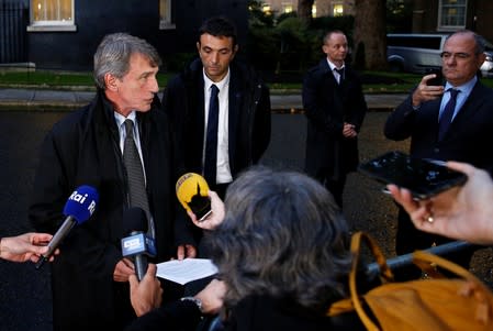 European Parliament President David Sassoli leaves afer a meeting with Britain's Prime Minister Boris Johnson, in London