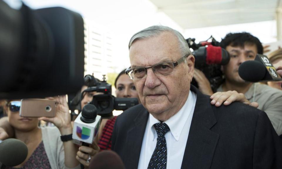 Joe Arpaio leaves the federal courthouse in Phoenix, Ariz. Arpaio is running for the Arizona U.S. Senate seat being vacated by Republican Sen. Jeff Flake. (AP Photo/Angie Wang, File)