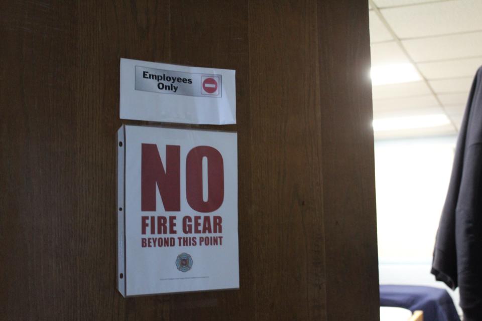 Three to four firefighters are always on duty. The on-duty firefighters have to share a space that has less than a foot of space between each bed.