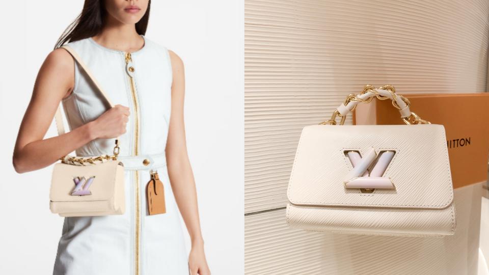 Louis Vuitton話題新款推薦：淺粉色Twist PM手袋，NT$152,000！圖片來源：編輯拍攝，Louis Vuitton