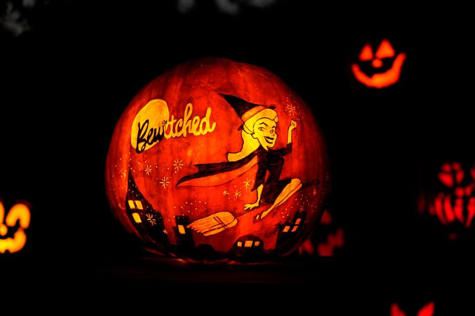 A "Bewitched" carving at the Jack-O-Lantern Spectacular in Providence.