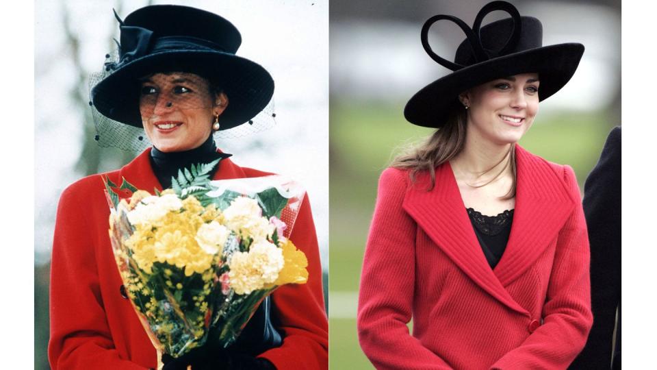 <p>Diana in Sandringham on Christmas Day 1993. Kate attends the Sovereign's Parade at the Royal Military Academy in Berkshire in 2006.</p>