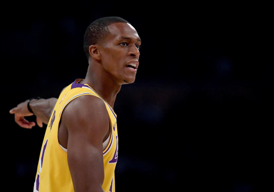 Rajon Rondo’s productivity is cutting into Lonzo Ball’s minutes. (Photo by Harry How/Getty Images)