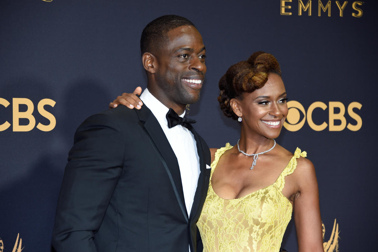 Actor Sterling K. Brown and his wife, actress Ryan Michelle Bathe, welcomed their first son at home about six years ago. The experienced inspired a similar scene on "This Is Us." (Photo: Kevin Mazur via Getty Images)