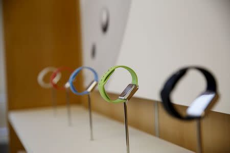 Bands for the Apple Watch are seen for sale at Apple's flagship retail store in San Francisco, California June 17, 2015. REUTERS/Robert Galbraith