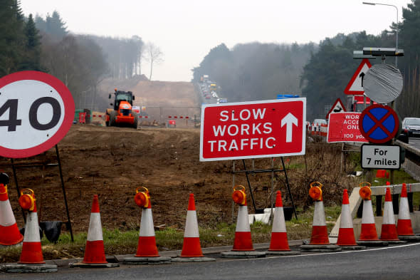 Road works on A11