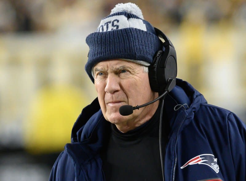 Bill Belichick attends the New England Patriots and Pittsburgh Steelers football game on Dec. 7. File Photo by Archie Carpenter/UPI