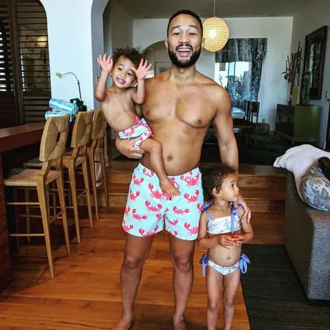 Chrissy Teigen/ Instagram John Legend poses with his kids, Luna and Miles