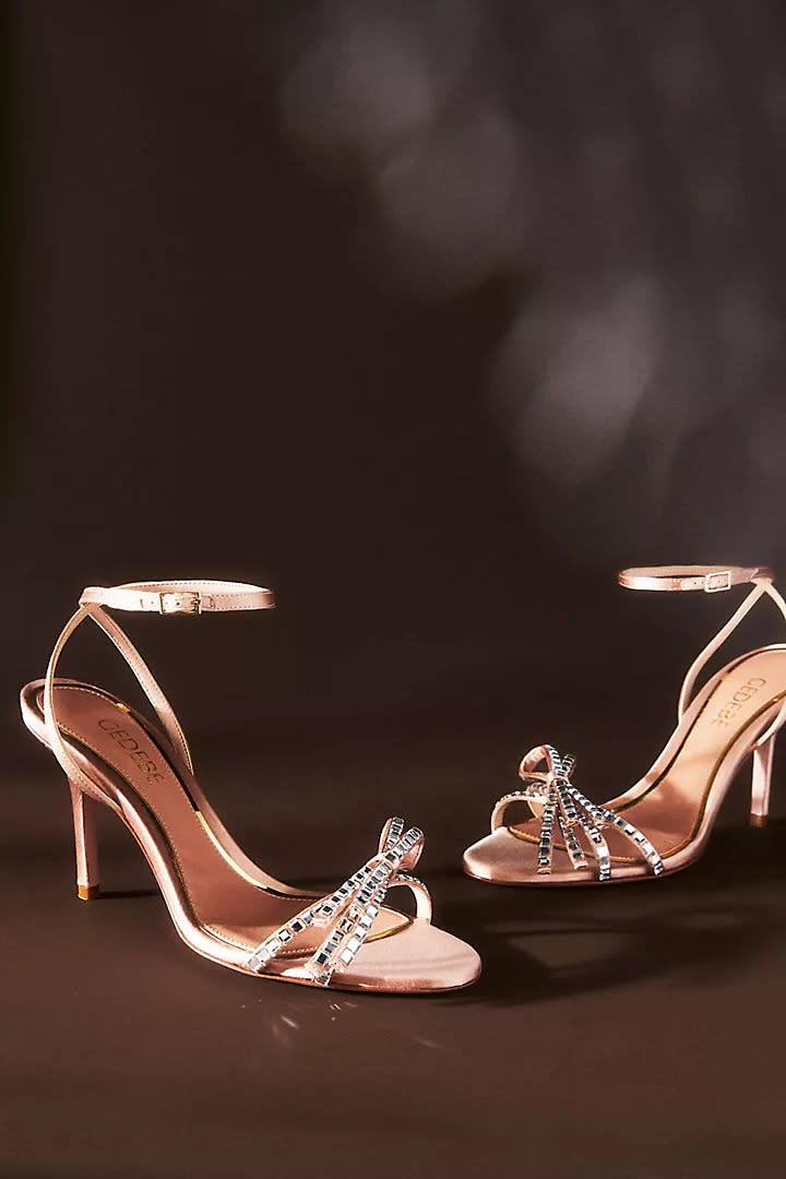 Gedebe Cecile Satin Heels. Image via Anthropologie.