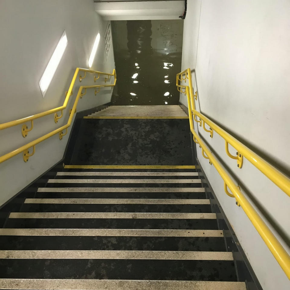 Flooded out - a basement at Didcot Parkway (SWNS)