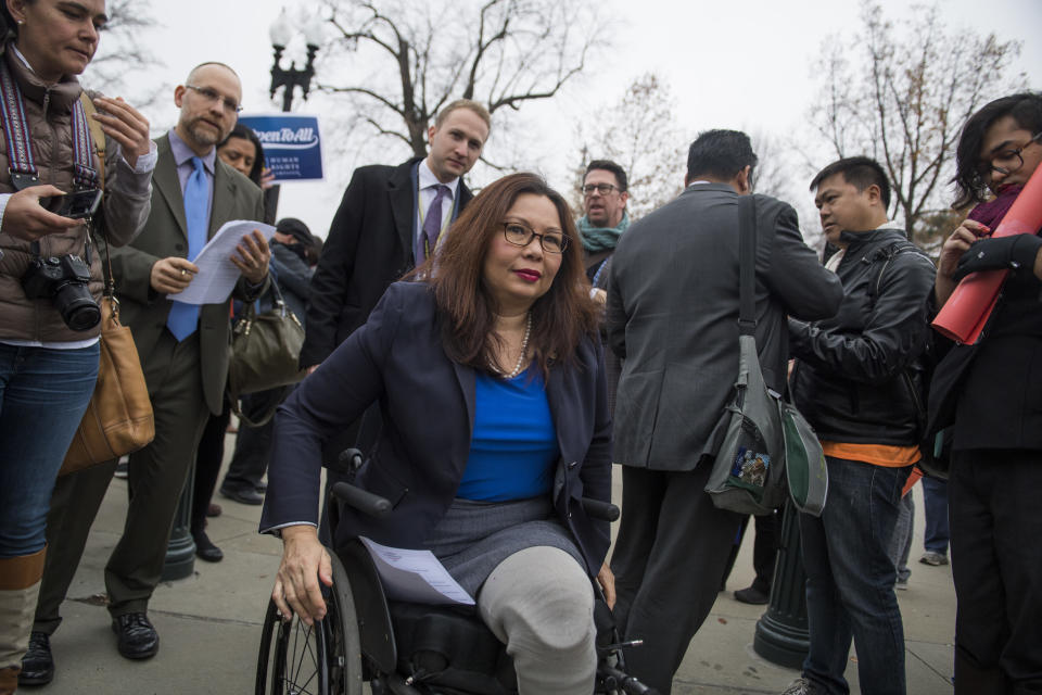 <p>La sénatrice avait déjà fait parler d’elle, en janvier dernier, après avoir annoncé sa grossesse. A l’époque, Tammy Duckworth était déjà enceinte de six mois. Crédit photo : Getty Images </p>