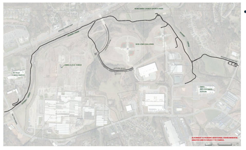 Plans for the Enka Heritage Trail presented at a March 15, 2023 public meeting.