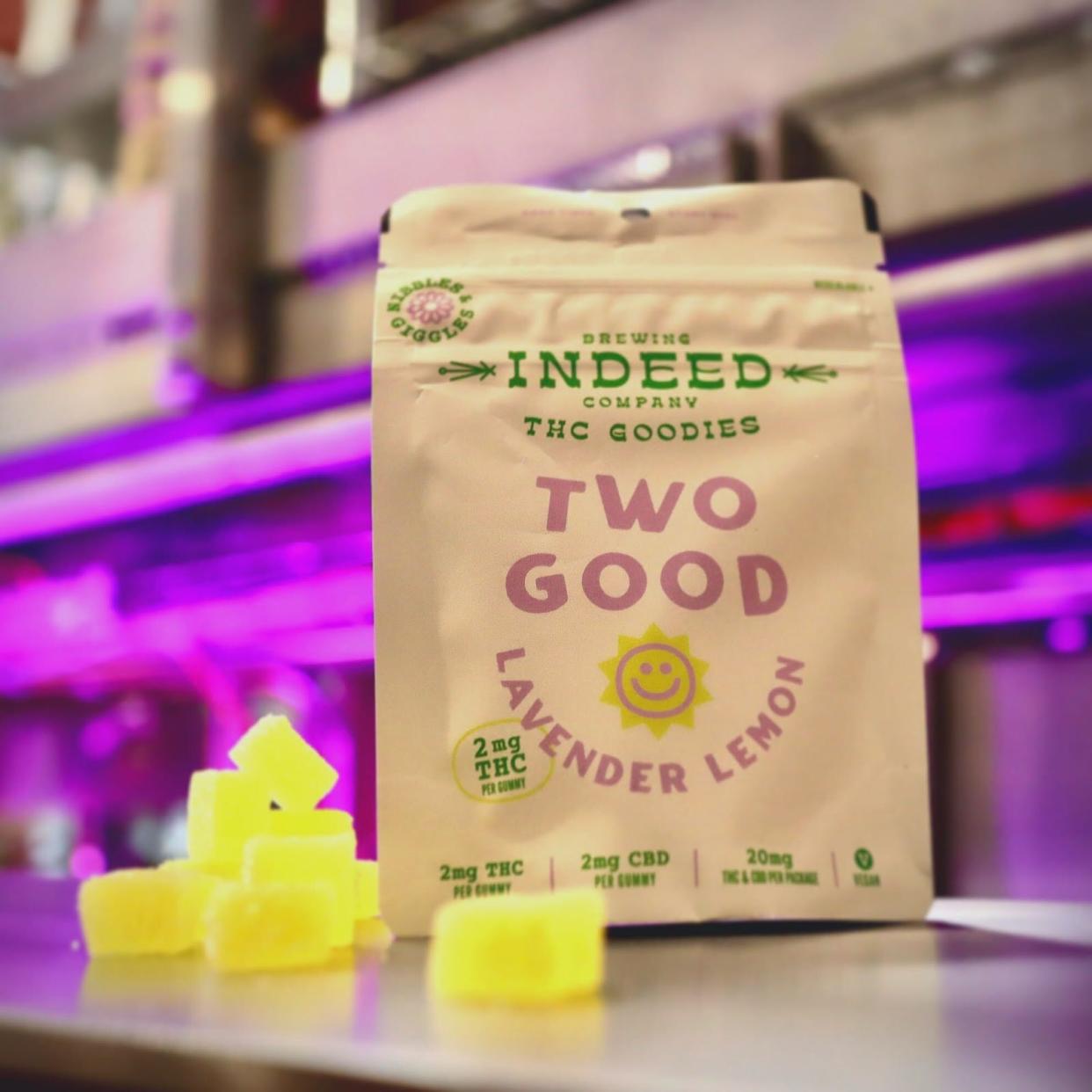 Two Good THC Goodies are lavender lemon gummies infused with hemp-derived THC available at Indeed Brewing Co., 530 S. 2nd St., Milwaukee.