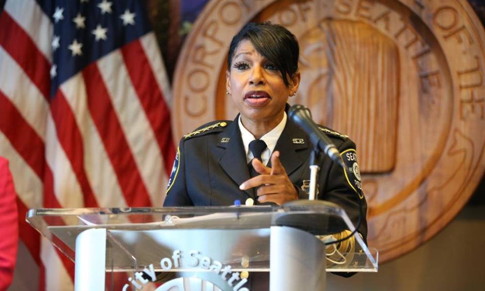 Seattle police chief Carmen Best announces her resignation on 11 August.