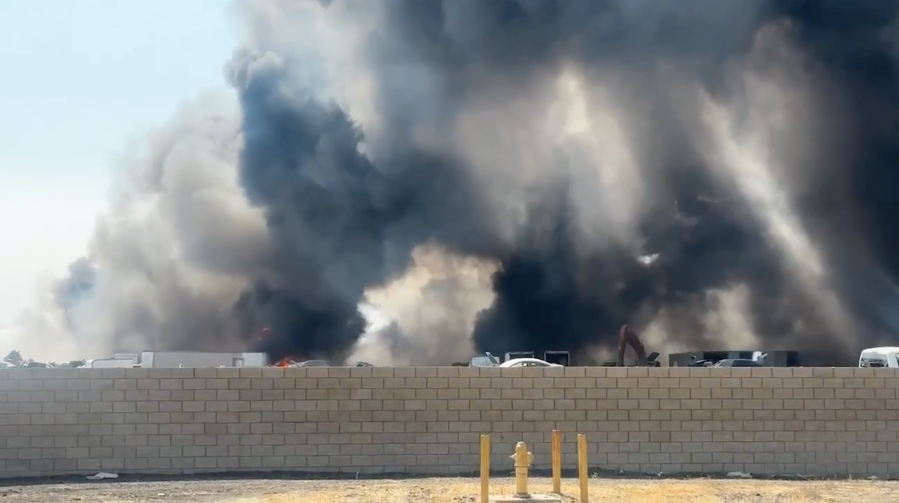 Auto recycling center fire