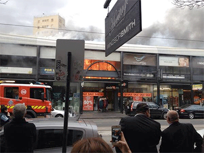 Fire breaks out in row of shops on Chapel Street. Photo: Twitter @laurakatebanks