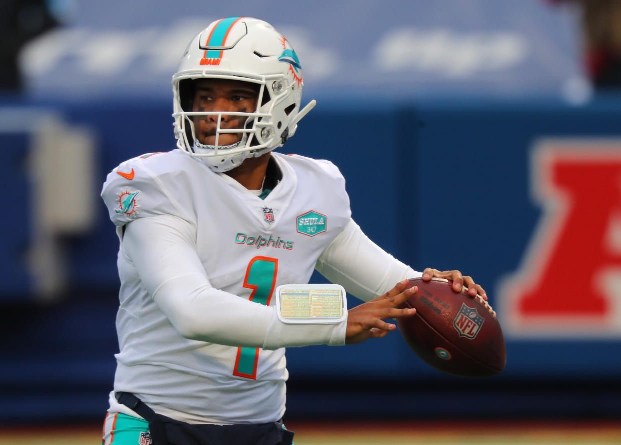 Tua Tagovailoa had an up-and-down rookie season for the Dolphins. (Photo by Timothy T Ludwig/Getty Images)