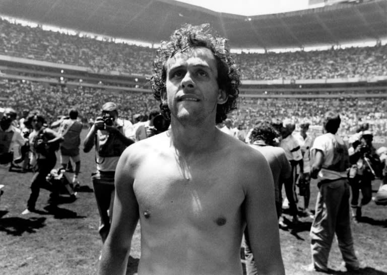 Michel Platini after France beat Brazil in a World Cup quarter-final in Guadalajara on June 21, 1986