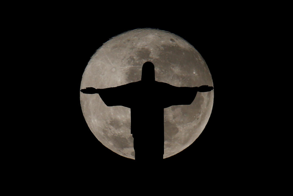 Christ the Redeemer and full moon