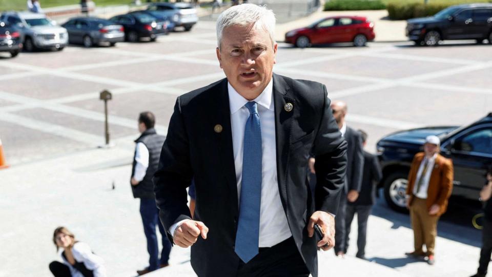 PHOTO: Representative James Comer heads up the House stairs to a vote on Capitol Hill in Washington, Sept. 14, 2023. (Evelyn Hockstein/Reuters)